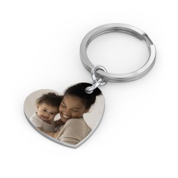 Engravable Photo Heart Disc Keychain