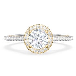 Classic Diamond Engagement Ring with Pave Accented Halo and Initial Setting - "The Brigitte"