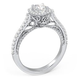 Classic Diamond Engagement Ring with Pave Accented Halo and Initial Setting - "The Brigitte"