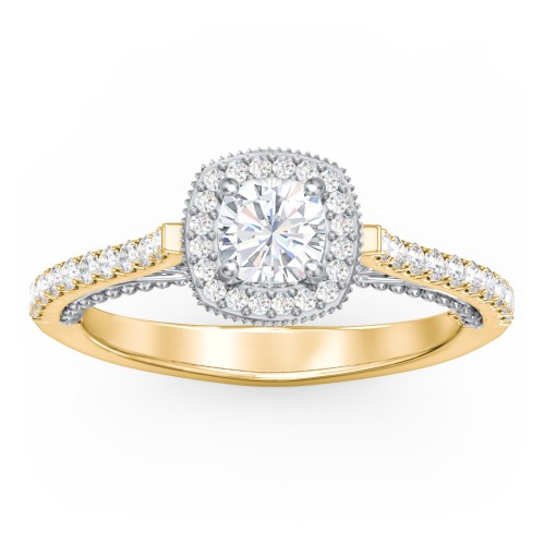 Classic Diamond Engagement Ring with Pave Accented Halo and Initial Setting - "The Brigitte"