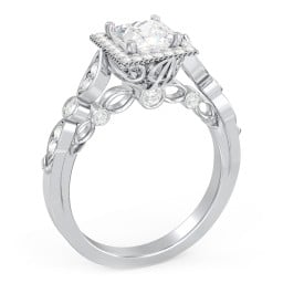 Vintage Diamond Engagement Ring with Accents and Halo Setting - "The Audrey"