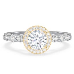 Vintage Diamond Engagement Ring with Accents and Halo Setting - "The Audrey"