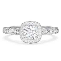 Vintage Diamond Engagement Ring with Accents and Halo Setting - "The Audrey"