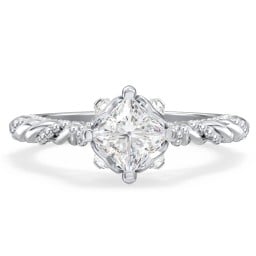 Vintage Solitaire Diamond Engagement Ring with Accents and Floral Setting - "The Rita"