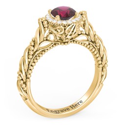 Vintage Diamond Engagement Ring with Accents and Halo Setting - "The Rita"