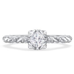 Vintage Solitaire Diamond Engagement Ring with Accents and Floral Setting - "The Rita"