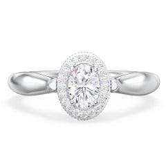 Classic Halo Diamond Engagement Ring and Butterfly and Scroll Details - "The Sophia"