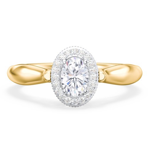 Classic Halo Diamond Engagement Ring and Butterfly and Scroll Details - "The Sophia"