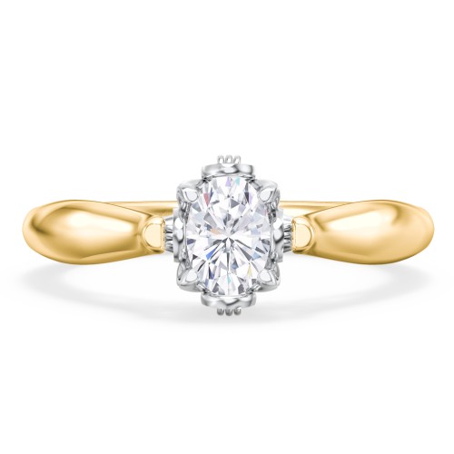 Classic Solitaire Diamond Engagement Ring with Butterfly and Scroll Details - "The Sophia"