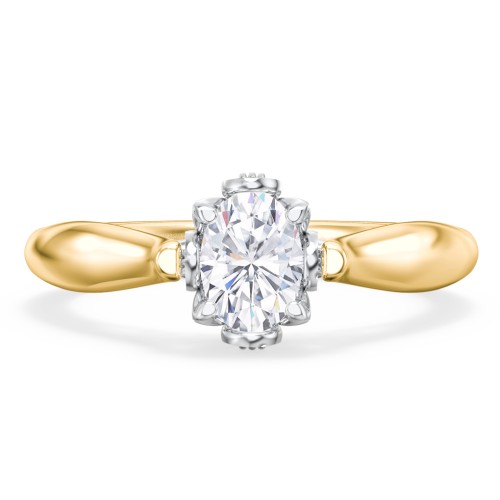Classic Solitaire Diamond Engagement Ring with Butterfly and Scroll Details - "The Sophia"