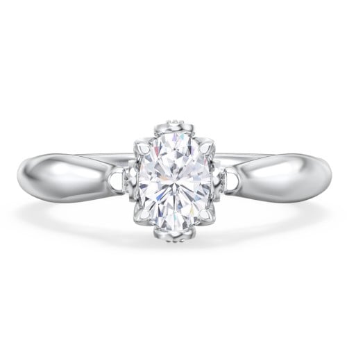 Classic Solitaire Diamond Engagement Ring with Butterfly and Scroll Details - "The Sophia"