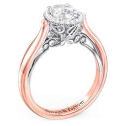 Classic Halo Diamond Engagement Ring and Butterfly and Scroll Details - "The Sophia"