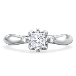 Classic Solitaire Diamond Engagement Ring with Butterfly and Scroll Details - "The Sophia"