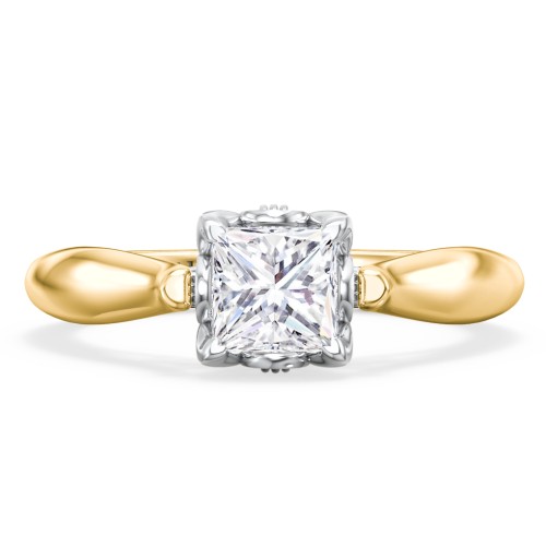 Classic Solitaire Diamond Engagement Ring with Butterfly and Scroll Details - "The Sophia"
