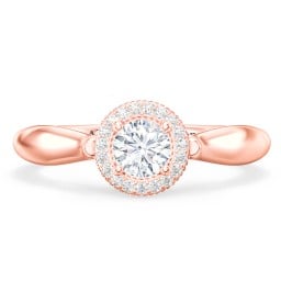 Classic Halo Diamond Engagement Ring and Butterfly and Scroll Details - "The Sophia"