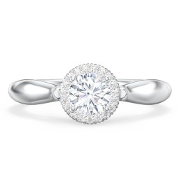 Classic Halo Diamond Engagement Ring and Butterfly and Scroll Details - "The Sophia"