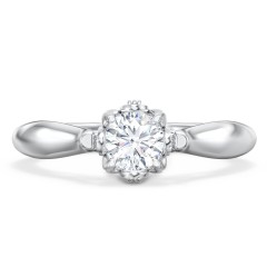 Classic Solitaire Diamond Engagement Ring with Butterfly and Scroll Details - "The Sophia"