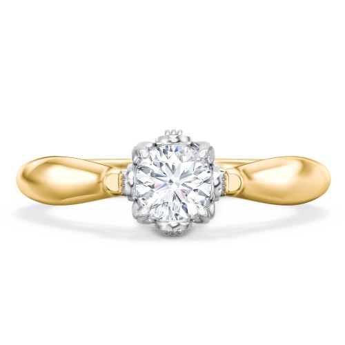 Classic Solitaire Diamond Engagement Ring with Butterfly and Scroll Details - "The Sophia"