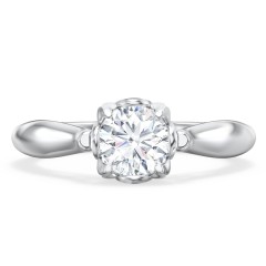 Classic Solitaire Diamond Engagement Ring with Butterfly and Scroll Details - "The Sophia" – 10K White Gold