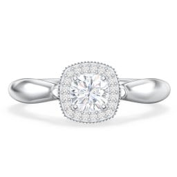 Classic Halo Diamond Engagement Ring and Butterfly and Scroll Details - "The Sophia"