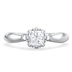Classic Solitaire Diamond Engagement Ring with Butterfly and Scroll Details - "The Sophia"
