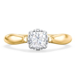 Classic Solitaire Diamond Engagement Ring with Butterfly and Scroll Details - "The Sophia" in 10K Solid Yellow Gold