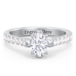 Solitaire Diamond Engagement Ring with Accents and Bow Detail
