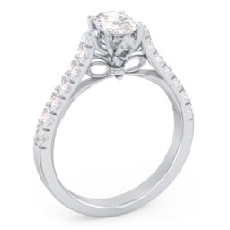 Solitaire Diamond Engagement Ring with Accents and Bow Detail