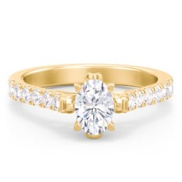 Solitaire Diamond Engagement Ring with Accents and Bow Detail