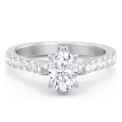 Solitaire Diamond Engagement Ring with Accents and Bow Detail