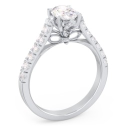 Solitaire Diamond Engagement Ring with Accents and Bow Detail