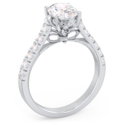 Solitaire Diamond Engagement Ring with Accents and Bow Detail