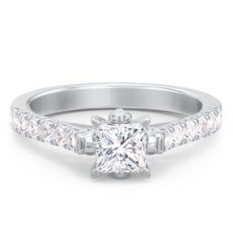 Solitaire Diamond Engagement Ring with Accents and Bow Detail