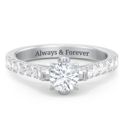 Solitaire Diamond Engagement Ring with Accents and Bow Detail