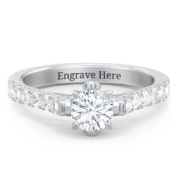 Solitaire Diamond Engagement Ring with Accents and Bow Detail