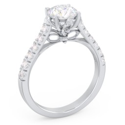 Solitaire Diamond Engagement Ring with Accents and Bow Detail
