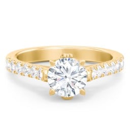 Solitaire Diamond Engagement Ring with Accents and Bow Detail
