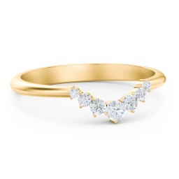 Graduated Diamond Tiara Wedding Band Ring in 10K Solid Yellow Gold