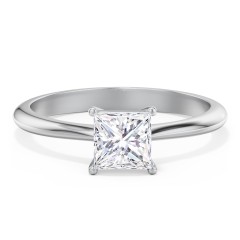 Classic Solitaire Engagement Ring – 14K White Gold
