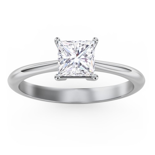Classic Solitaire Engagement Ring – 14K White Gold