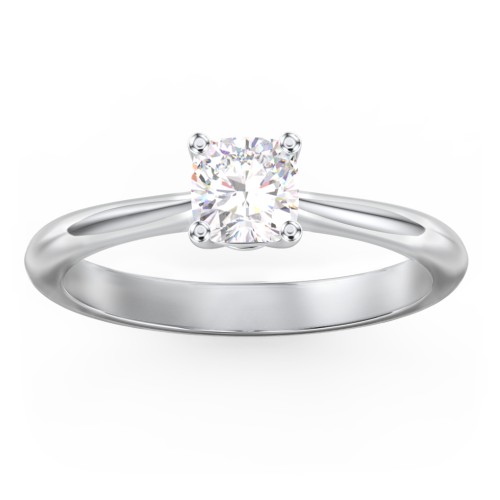 Classic Solitaire Engagement Ring – 14K White Gold