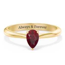 Classic Solitaire Engagement Ring in 10K Solid Yellow Gold with 07RUBY-PE-0.50