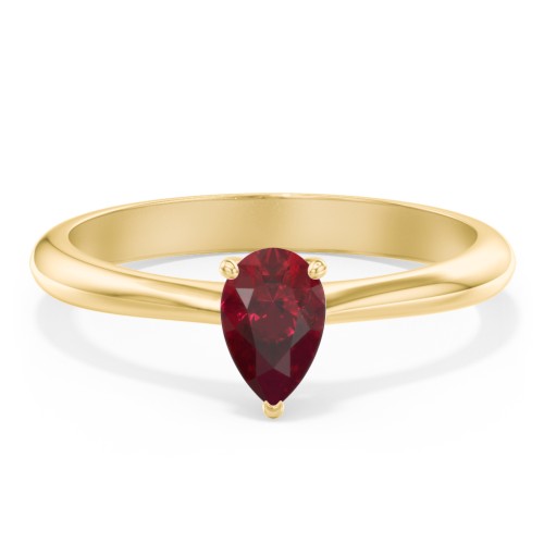 Classic Solitaire Engagement Ring – 10K Yellow Gold with 07RUBY-PE-0.50