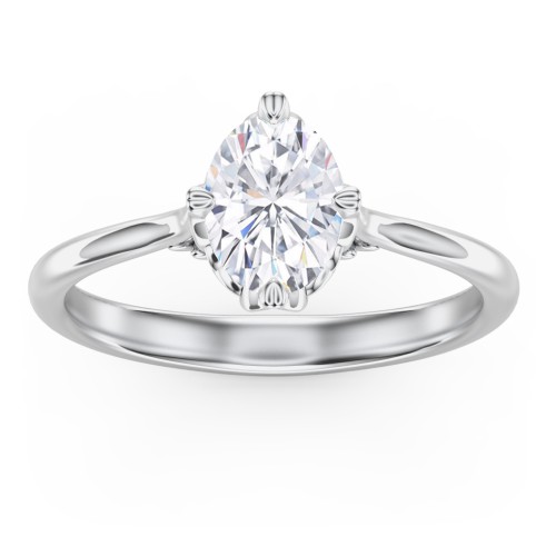 Solitaire Engagement Ring with Vintage Filigree Setting – 14K White Gold