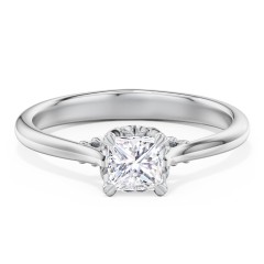 Solitaire Engagement Ring with Vintage Filigree Setting – 14K White Gold