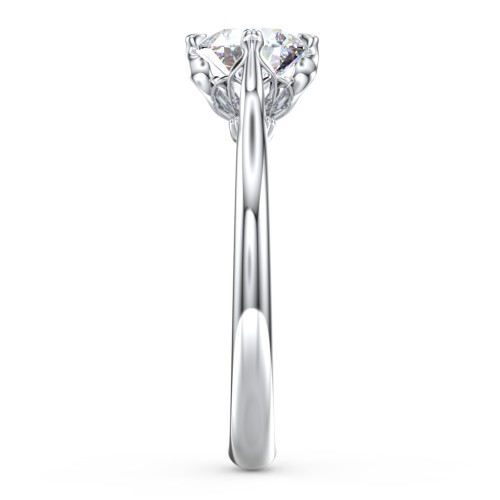 Solitaire Engagement Ring with Vintage Filigree Setting – 14K White Gold