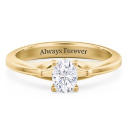 Solitaire Engagement Ring with Peaked Shoulders in 10K Solid Yellow Gold with 04LABDIAM-OV-0.50-VS2-G-G