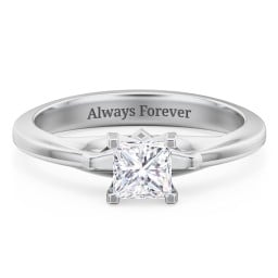 Solitaire Engagement Ring with Peaked Shoulders