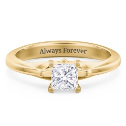 Solitaire Engagement Ring with Peaked Shoulders in 10K Solid Yellow Gold with 04LABDIAM-PC-0.70-VS2-G-G