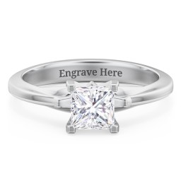 Solitaire Engagement Ring with Peaked Shoulders